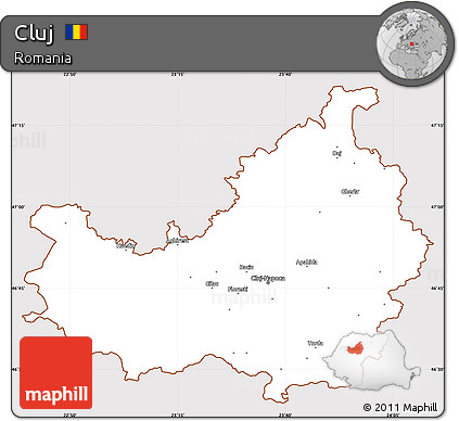 Classic Style Simple Map of Cluj, cropped outside