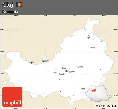 Classic Style Simple Map of Cluj, single color outside