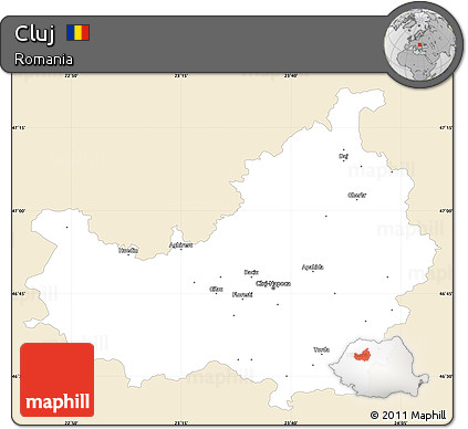 Classic Style Simple Map of Cluj, single color outside