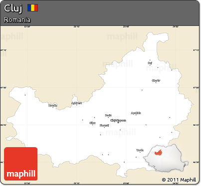 Classic Style Simple Map of Cluj, single color outside