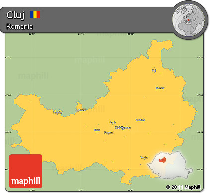 Savanna Style Simple Map of Cluj, single color outside