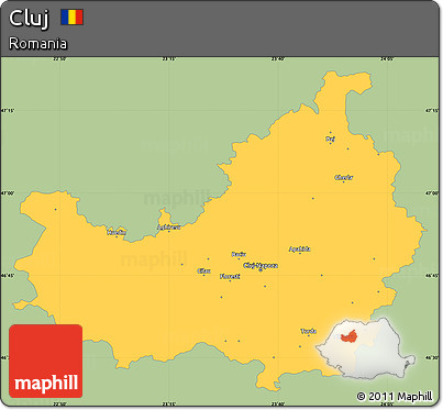 Savanna Style Simple Map of Cluj, single color outside