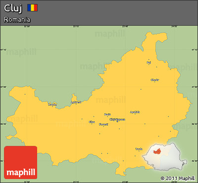 Savanna Style Simple Map of Cluj, single color outside