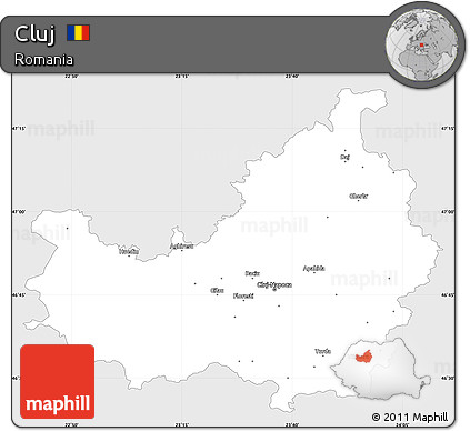 Silver Style Simple Map of Cluj, single color outside