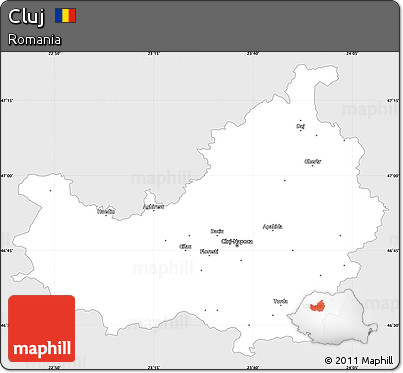 Silver Style Simple Map of Cluj, single color outside