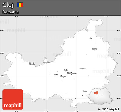 Silver Style Simple Map of Cluj, single color outside