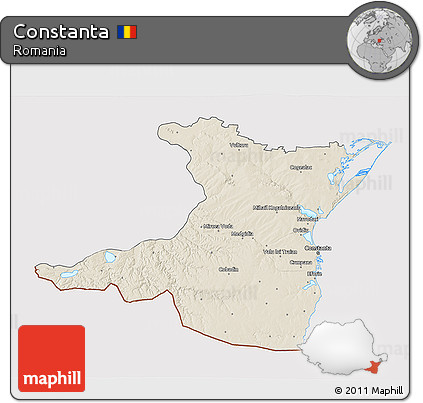 Shaded Relief 3D Map of Constanta, cropped outside