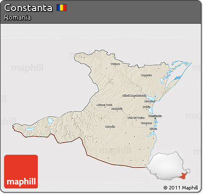 Shaded Relief 3D Map of Constanta, cropped outside