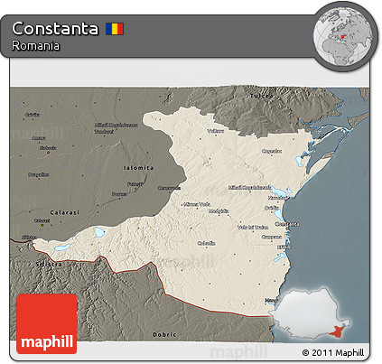 Shaded Relief 3D Map of Constanta, darken