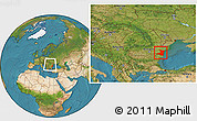 Satellite Location Map of Constanta, within the entire country