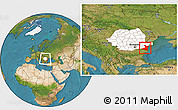 Satellite Location Map of Constanta, highlighted country, within the entire country