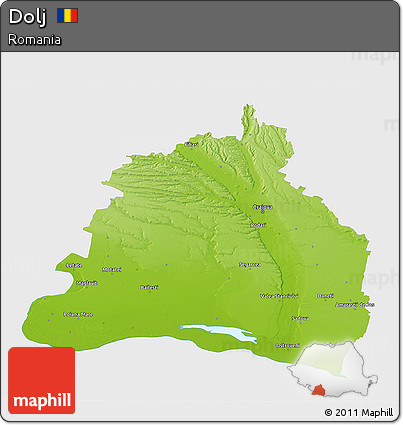 Physical 3D Map of Dolj, single color outside