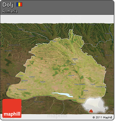 Satellite 3D Map of Dolj, darken
