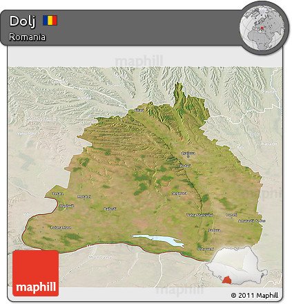 Satellite 3D Map of Dolj, lighten