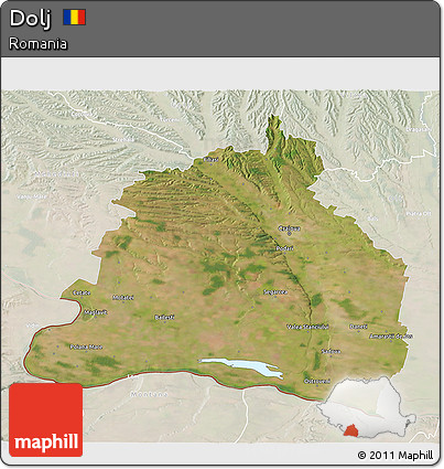 Satellite 3D Map of Dolj, lighten