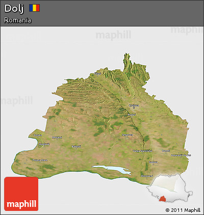 Satellite 3D Map of Dolj, single color outside