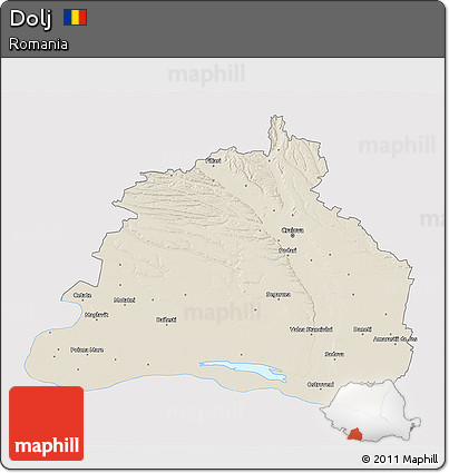 Shaded Relief 3D Map of Dolj, single color outside