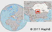 Gray Location Map of Dolj, highlighted country, hill shading