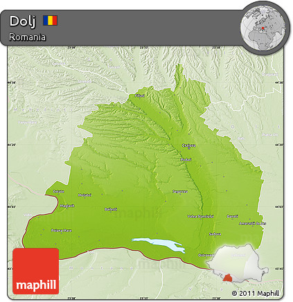 Physical Map of Dolj, lighten