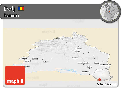 Classic Style Panoramic Map of Dolj, single color outside
