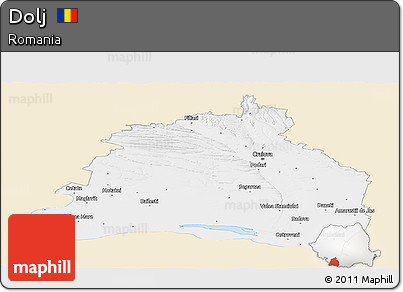 Classic Style Panoramic Map of Dolj, single color outside