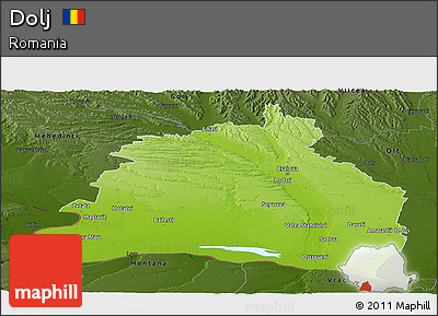 Physical Panoramic Map of Dolj, darken