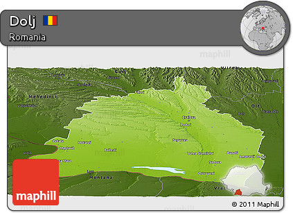 Physical Panoramic Map of Dolj, darken