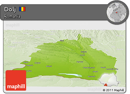 Physical Panoramic Map of Dolj, lighten