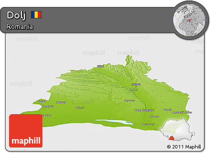 Physical Panoramic Map of Dolj, single color outside