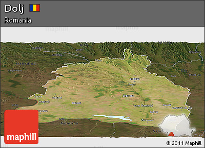 Satellite Panoramic Map of Dolj, darken