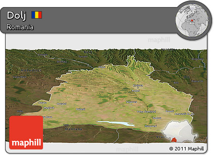 Satellite Panoramic Map of Dolj, darken