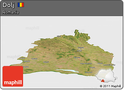 Satellite Panoramic Map of Dolj, single color outside