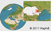 Satellite Location Map of Galati, highlighted country