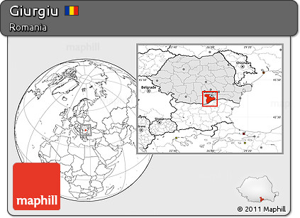 Blank Location Map of Giurgiu, highlighted country