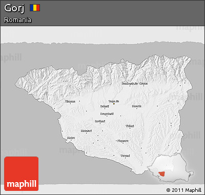 Gray 3D Map of Gorj, single color outside
