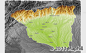 Physical 3D Map of Gorj, darken, desaturated