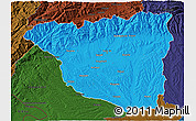 Political 3D Map of Gorj, darken