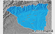 Political 3D Map of Gorj, desaturated