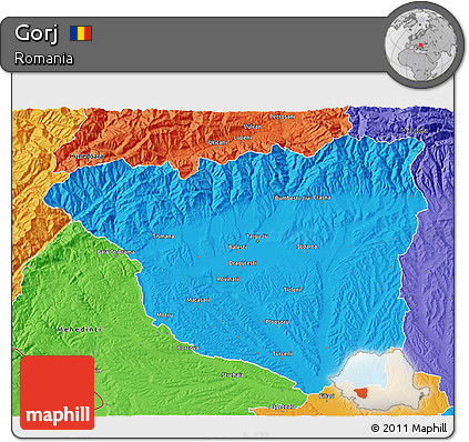 Political 3D Map of Gorj