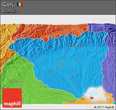 Political 3D Map of Gorj