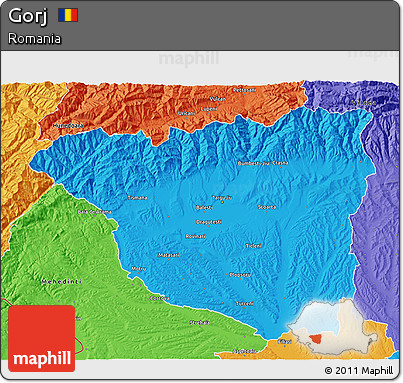 Political 3D Map of Gorj