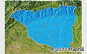 Political 3D Map of Gorj, satellite outside