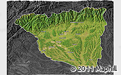 Satellite 3D Map of Gorj, darken, desaturated