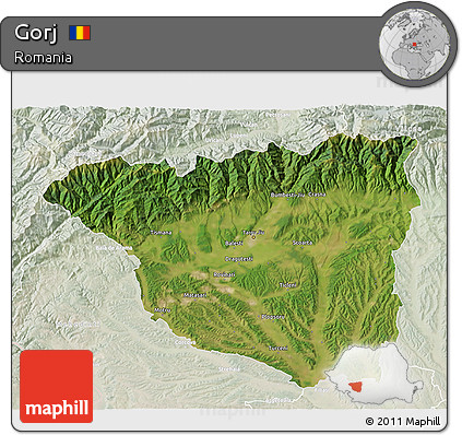 Satellite 3D Map of Gorj, lighten