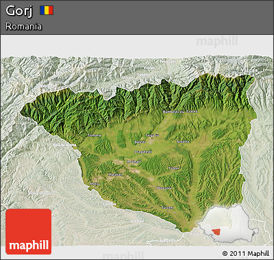 Satellite 3D Map of Gorj, lighten