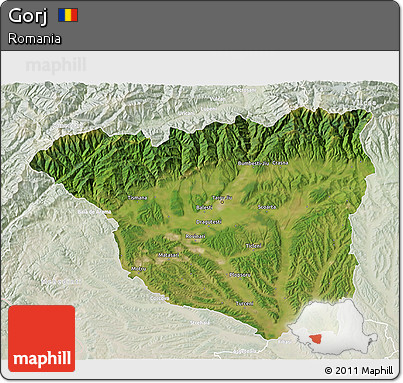 Satellite 3D Map of Gorj, lighten