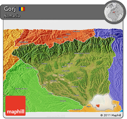 Satellite 3D Map of Gorj, political outside