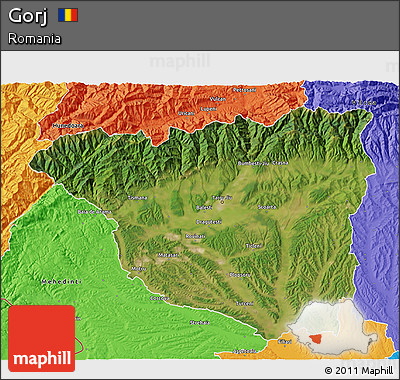 Satellite 3D Map of Gorj, political outside