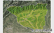 Satellite 3D Map of Gorj, semi-desaturated