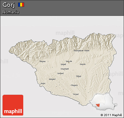 Shaded Relief 3D Map of Gorj, cropped outside